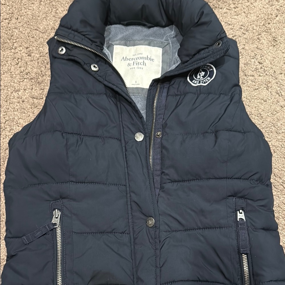 Abercrombie & Fitch Blue Quilted Puffer Vest
